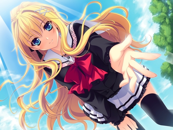 Anime girl long blonde hair